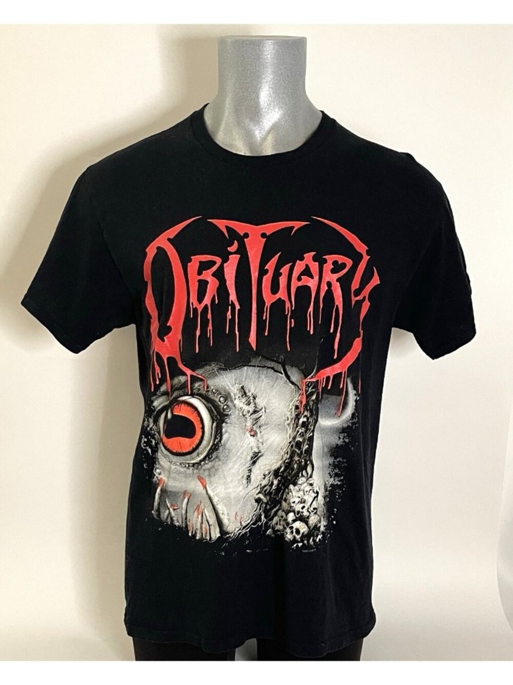 Obituary Cause Of Death Band T Shirt Graphic Front Back Print Black Large Est
